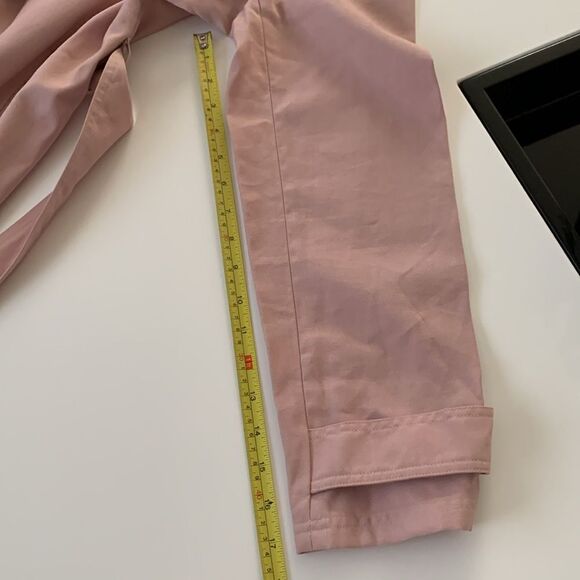 Sebby Collection Rayon Blend Pink Belted Pockets  Clasp Trench Coat Size L - Picture 5 of 10
